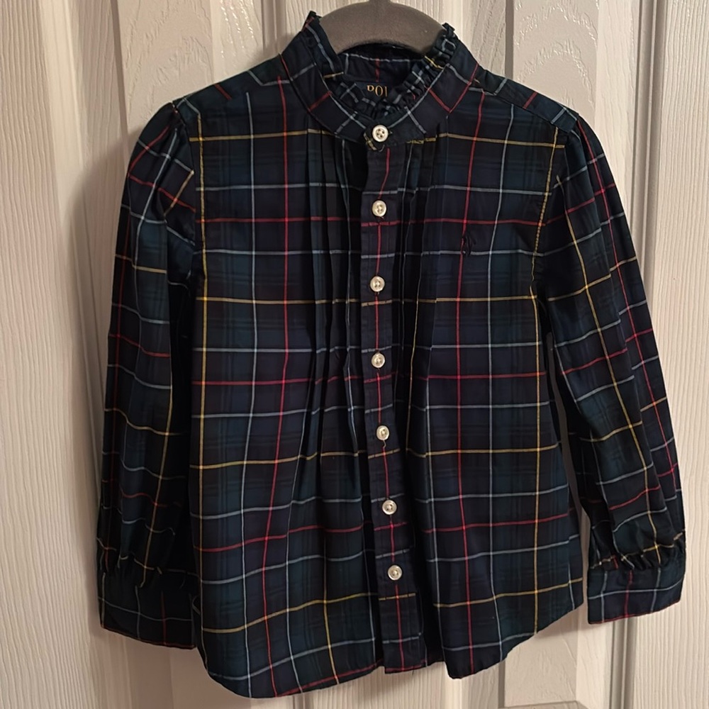 Toddler Girls Plaid Cotton Poplin Shirt